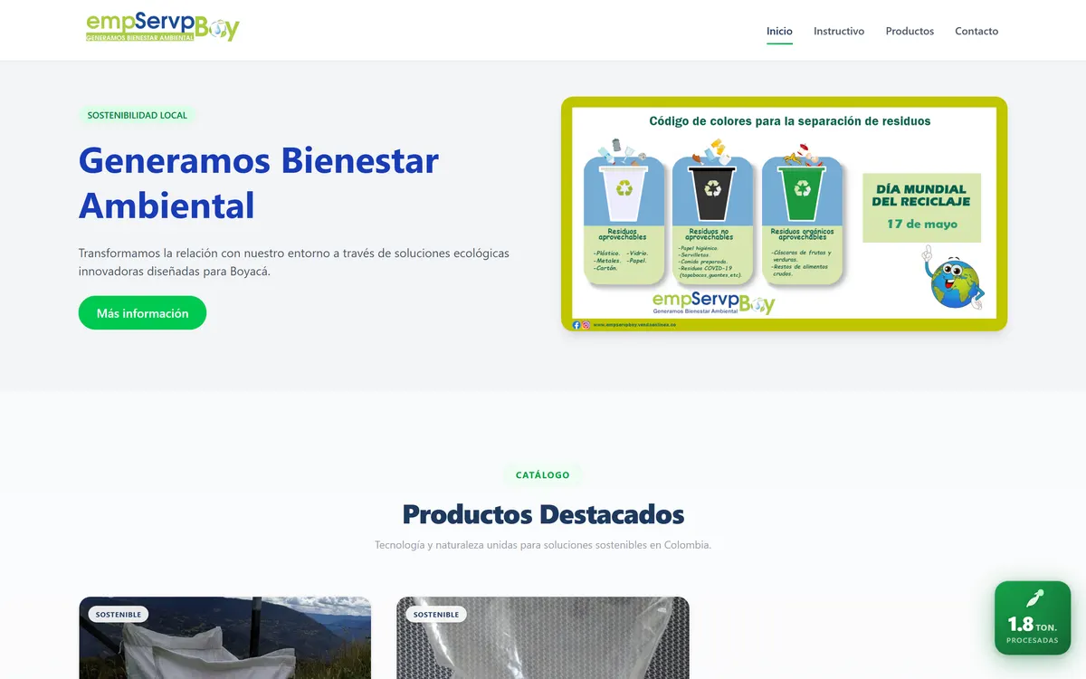 Captura de pantalla del sitio web EmpServPBoy — Desarrollo de vistas desde cero
